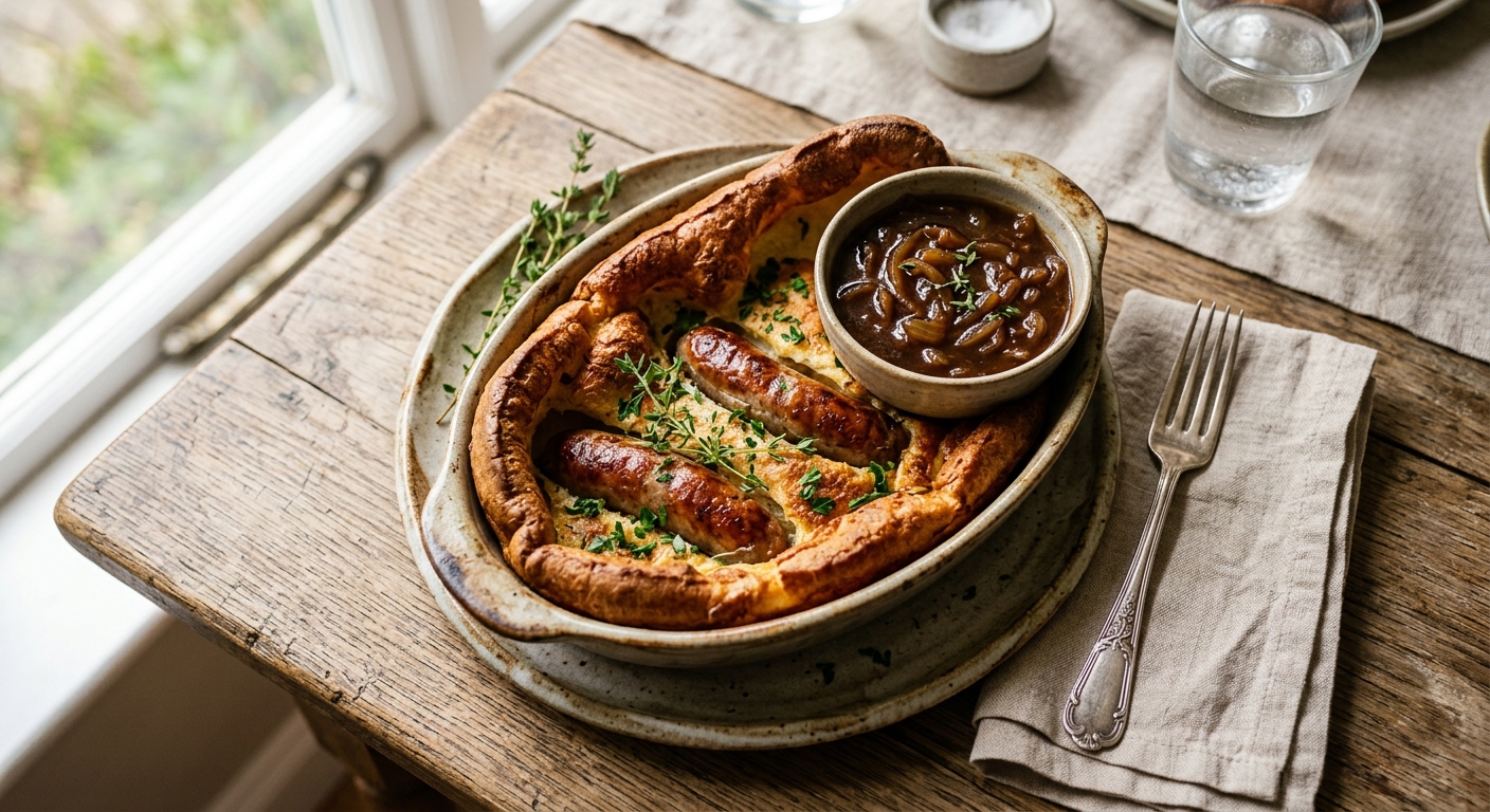 Toad in the Hole with Onion Gravy — AI-generated headline for RecipeFiler