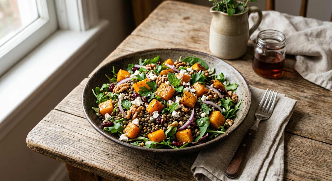Canadian Maple Roasted Butternut Squash and Lentil Salad — recipe by RecipeFiler