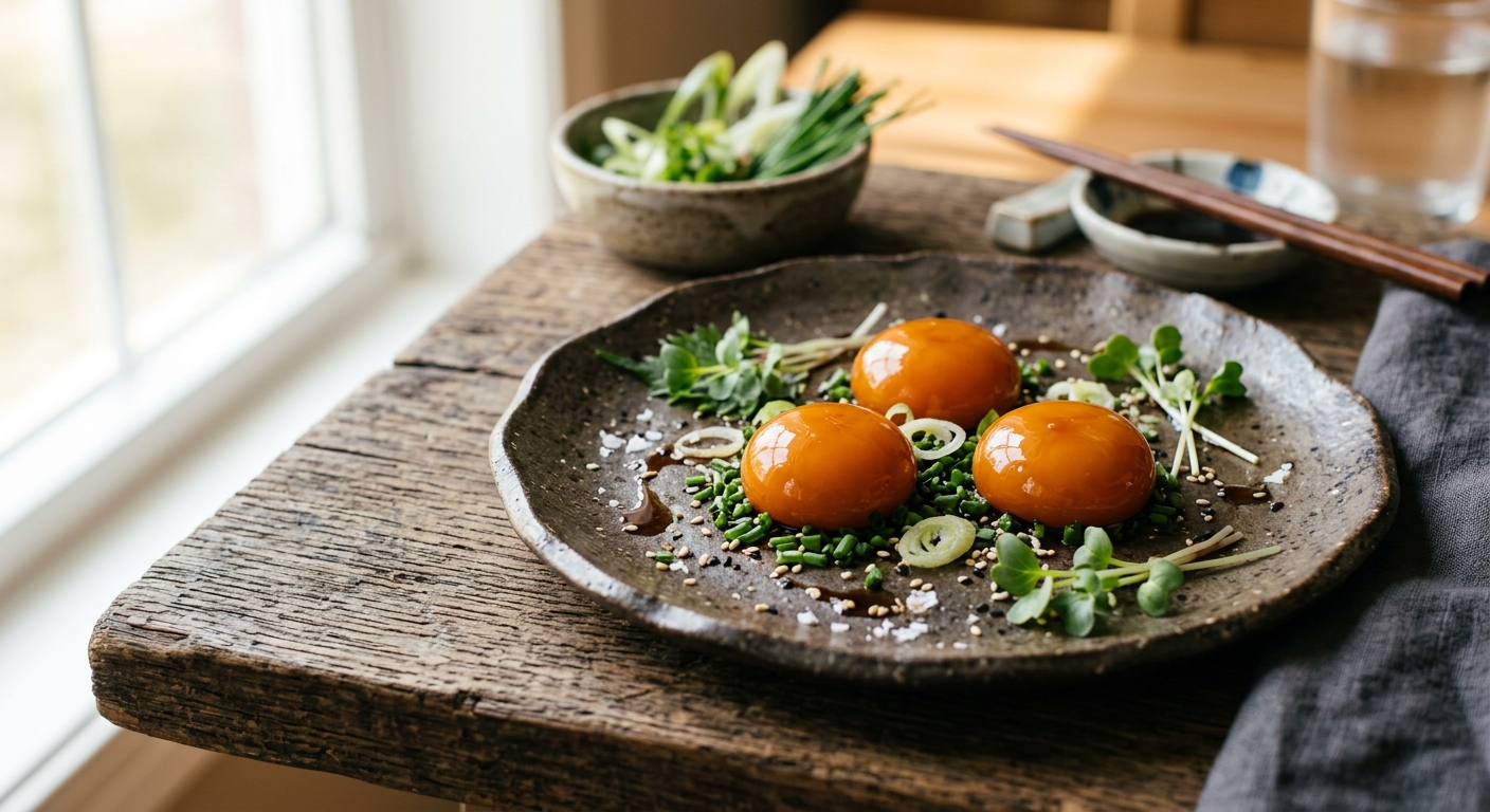 Soy Cured Egg Yolks — AI-generated headline for Instagram
