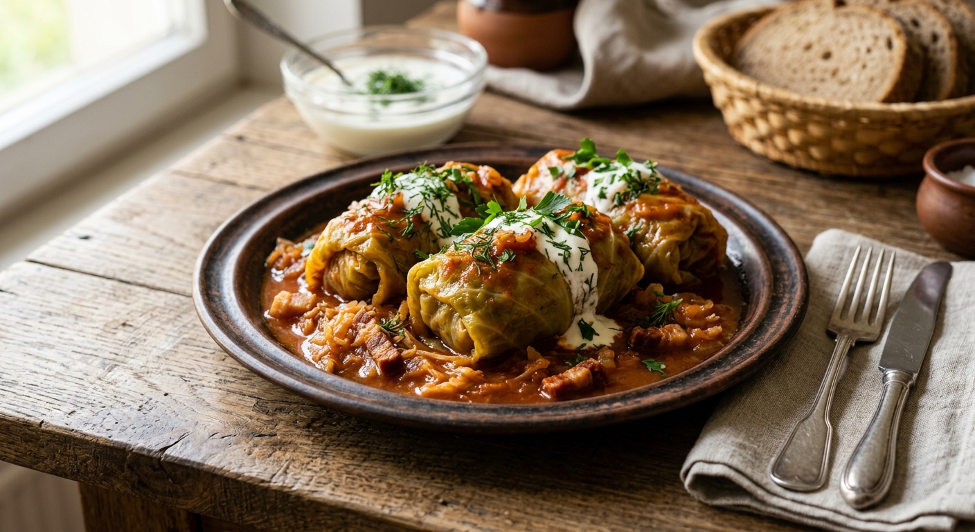 Stuffed Cabbage Rolls (Töltött Káposzta) — AI-generated headline for RecipeFiler