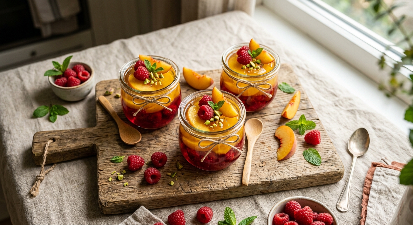 Peach and Raspberry Jelly Pots — AI-generated headline for RecipeFiler