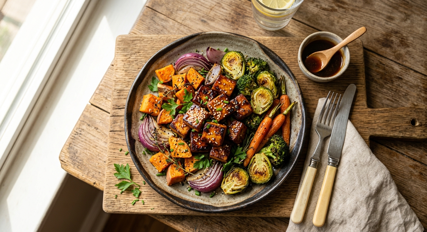 Canadian Maple Glazed Tofu with Roasted Vegetables — AI-generated headline for RecipeFiler