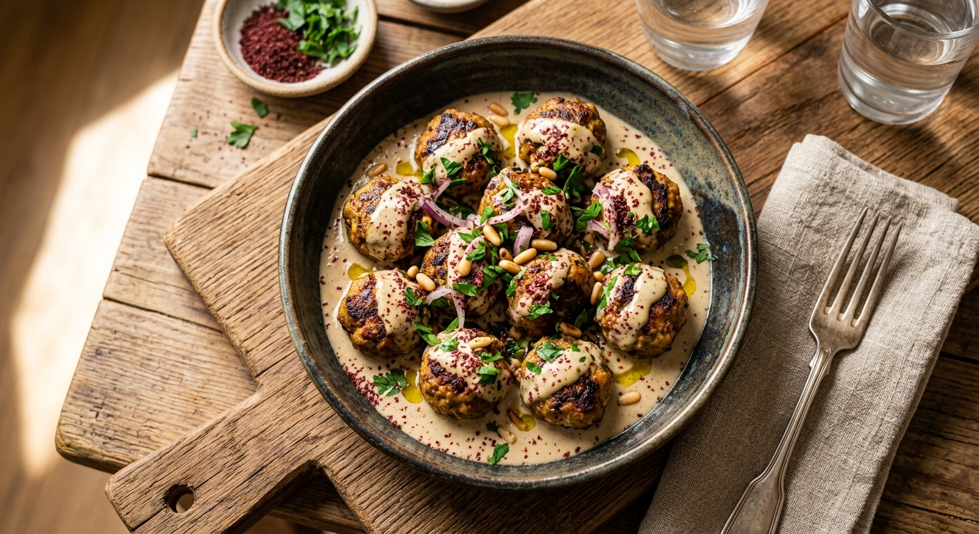 Kofta bil Tahini — Lebanese Spiced Meatballs in Tahini Sauce — AI-generated headline for RecipeFiler