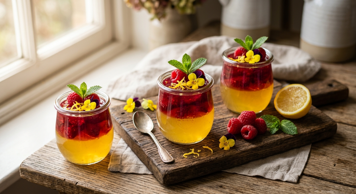 Lemon and Raspberry Jelly Pots — recipe by RecipeFiler