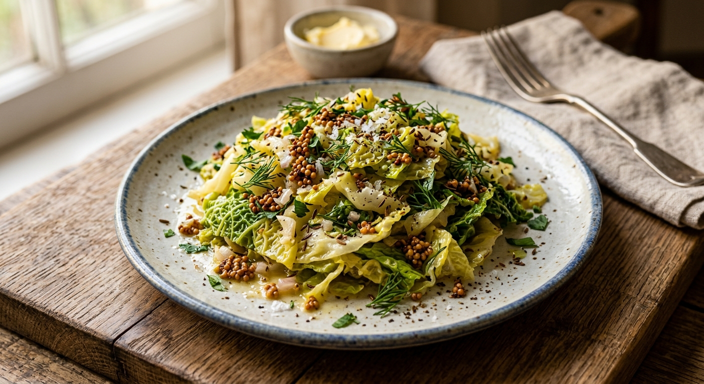 Buttered Cabbage with Mustard Seeds and Caraway — recipe by RecipeFiler