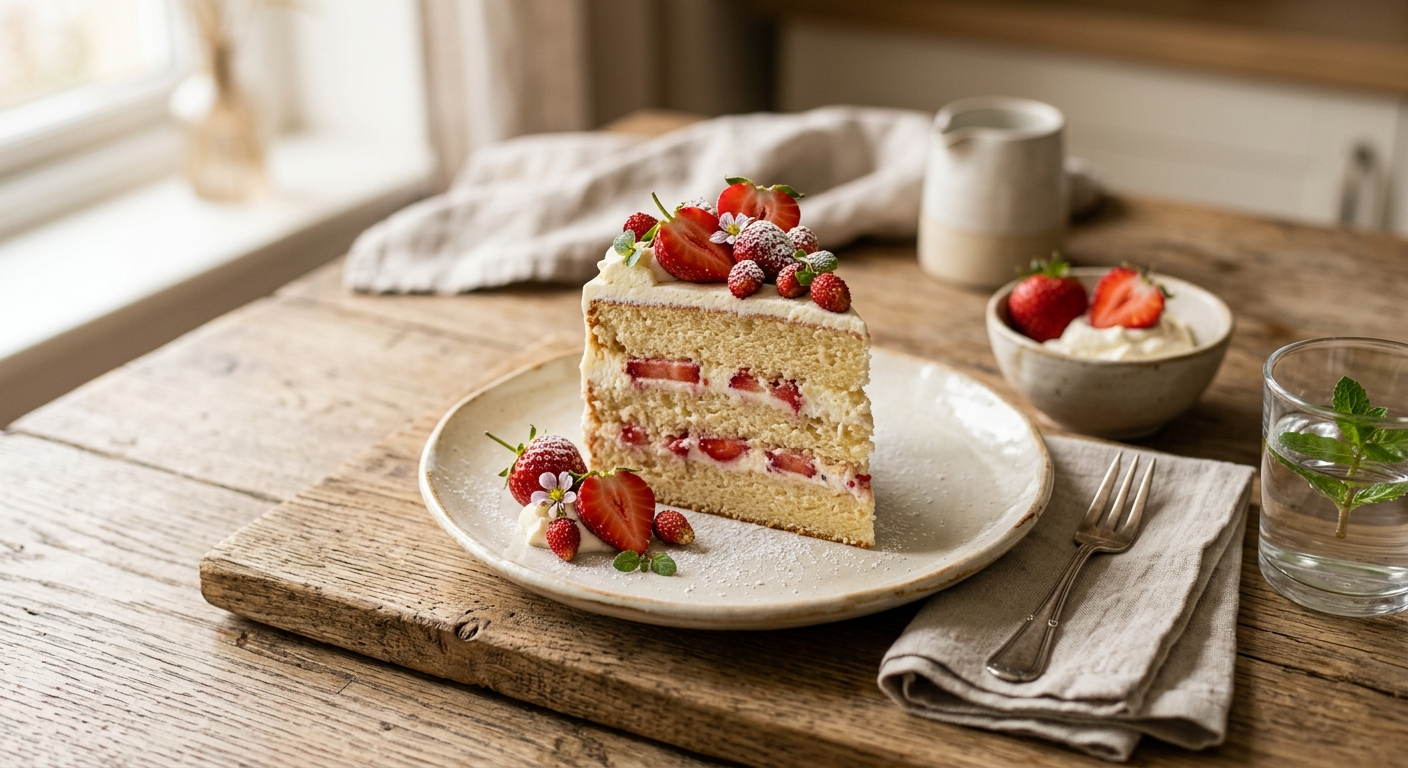 Strawberry and Cream Layer Cake — AI-generated headline for RecipeFiler