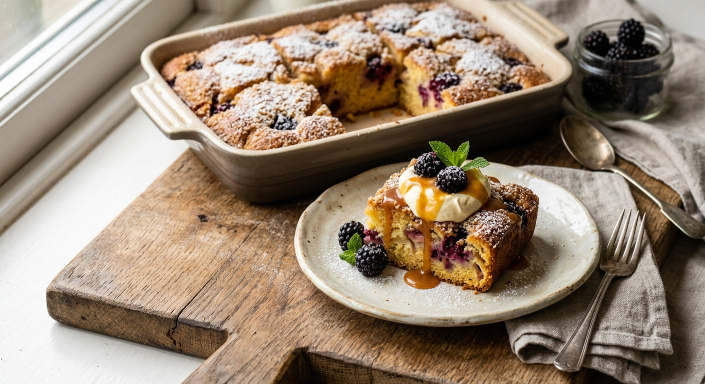 Irish Baked Blackberry and Apple Sponge Traybake — recipe by RecipeFiler