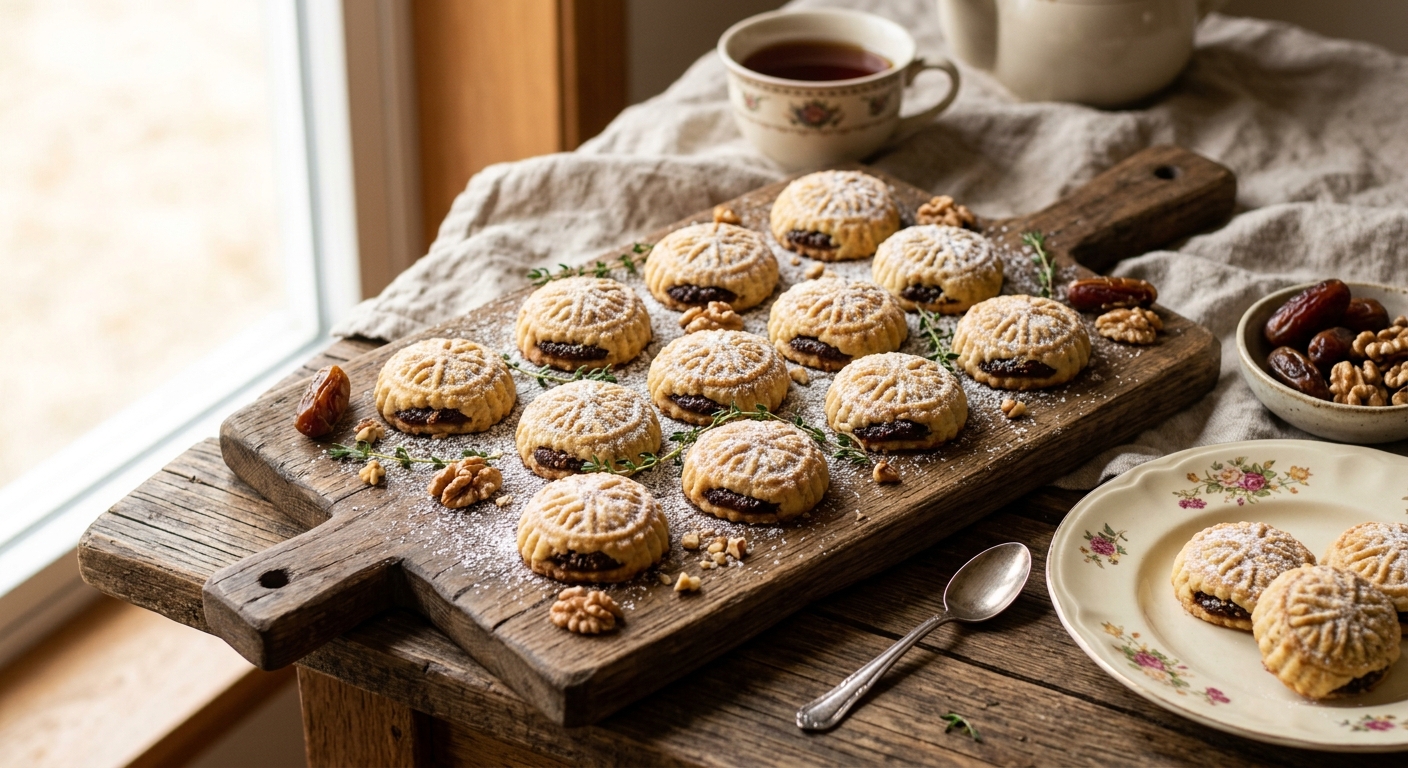 Kleichat Tamur — Iraqi Date-Filled Cookies — AI-generated headline for RecipeFiler