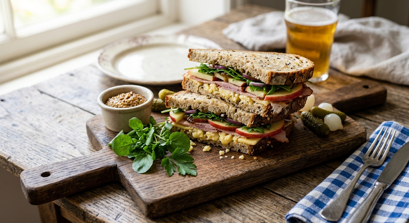 British Ploughman's Sandwich with Apple and Cheddar — recipe by RecipeFiler
