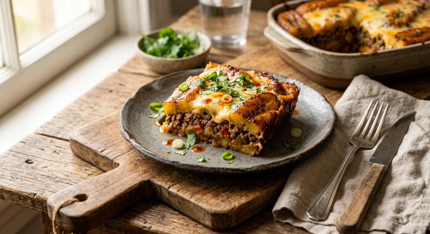 Pastelón de Plátano Maduro — AI-generated headline for RecipeFiler