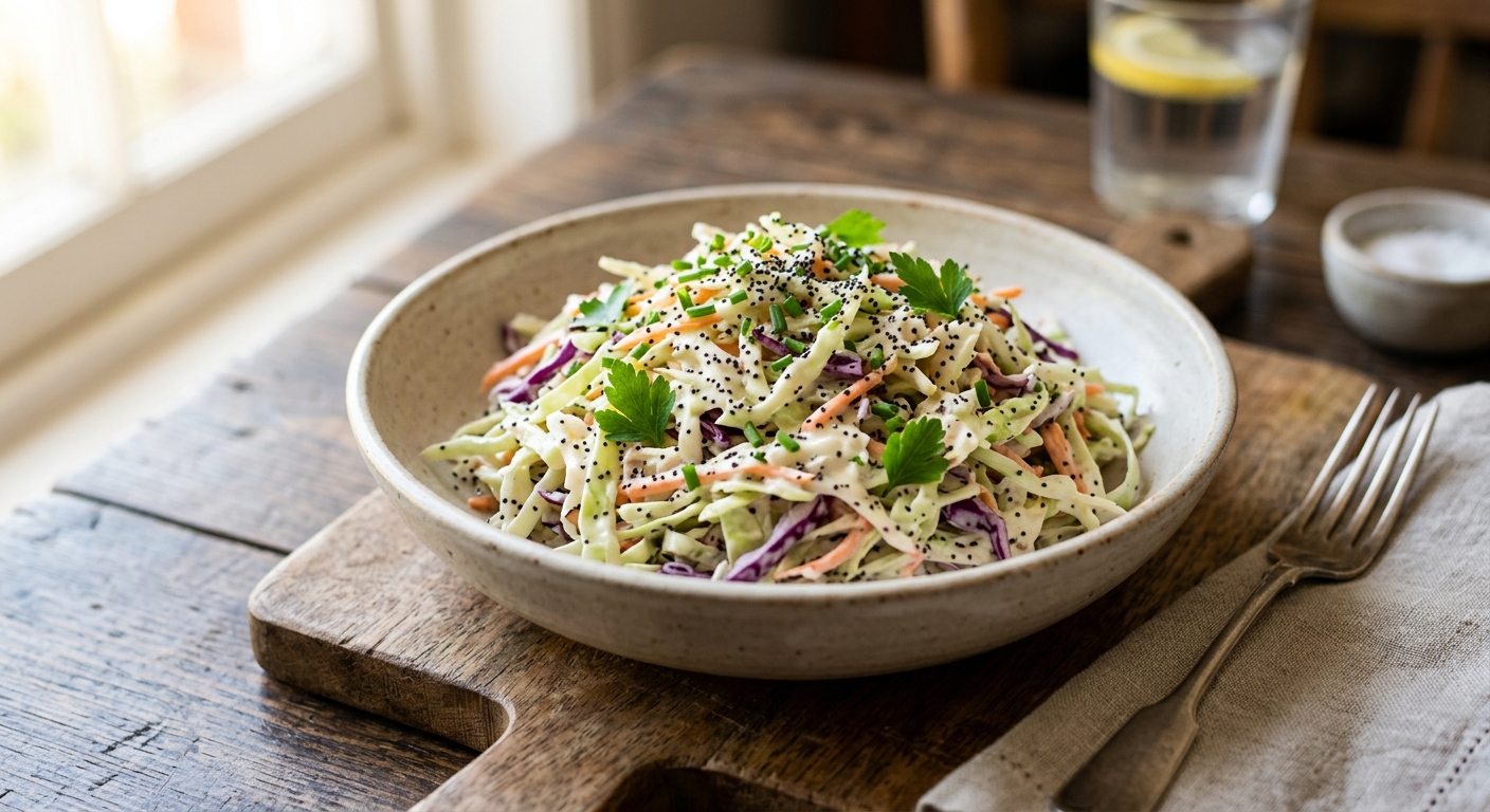Buttermilk Coleslaw with Poppy Seeds — AI-generated headline for RecipeFiler