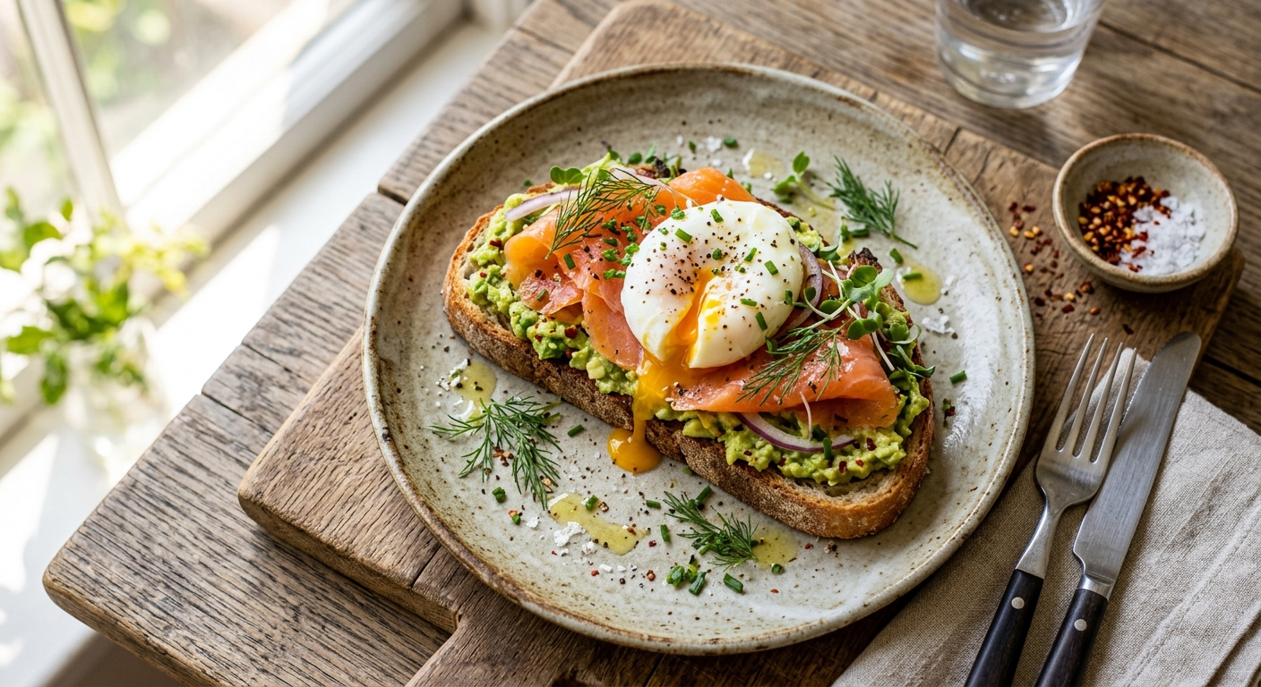 Ultimate Smoked Salmon Avocado Toast with Jammy Poached Egg — AI-generated headline for Instagram