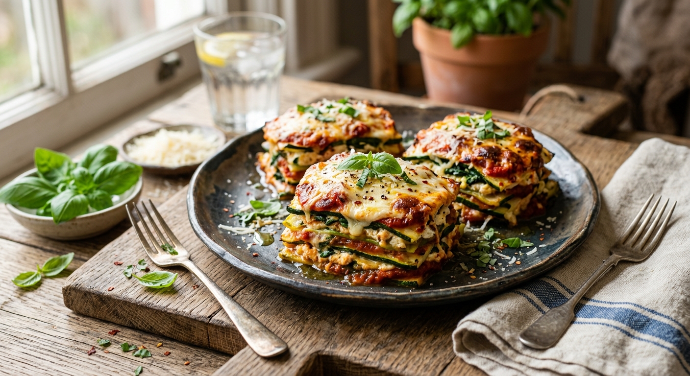 Baked Zucchini Ricotta Lasagna Stacks — AI-generated headline for Instagram