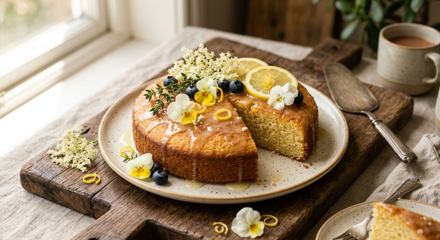 Lemon and Elderflower Drizzle Cake — AI-generated headline for RecipeFiler