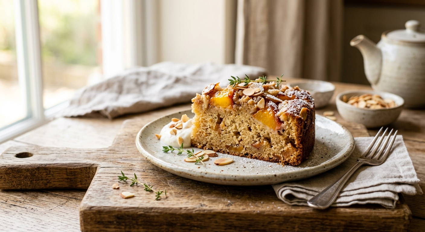 American Peach and Almond Snack Cake — recipe by RecipeFiler