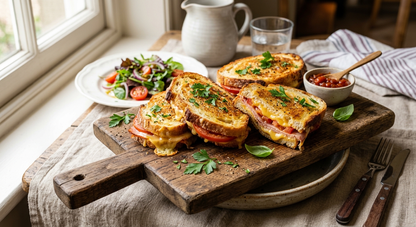 Cheddar, Ham and Tomato Toasties — AI-generated headline for RecipeFiler