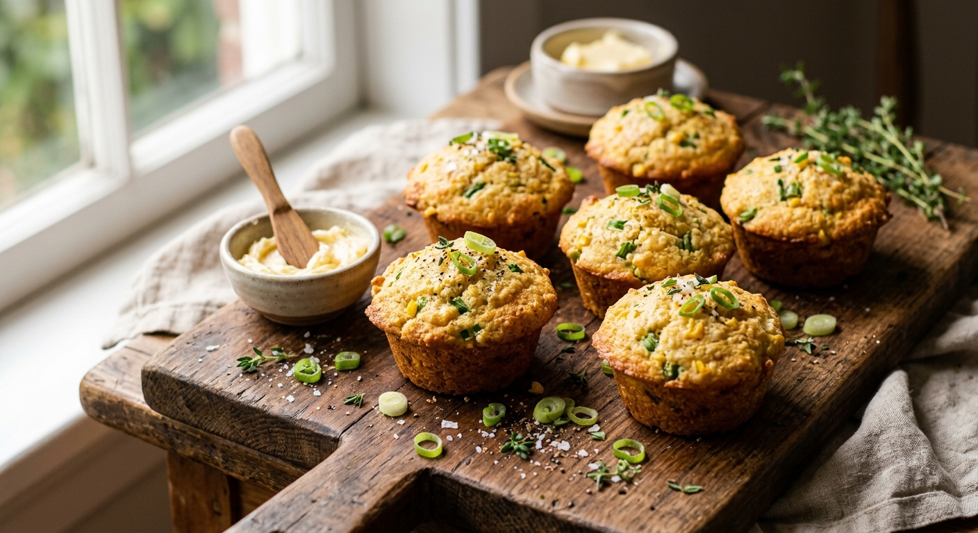 American Cornmeal and Spring Onion Muffins — AI-generated headline for RecipeFiler