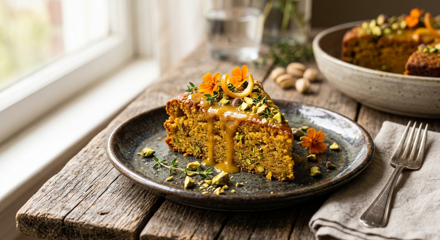 Flourless Orange Pistachio Glazed Cake — AI-generated headline for Instagram