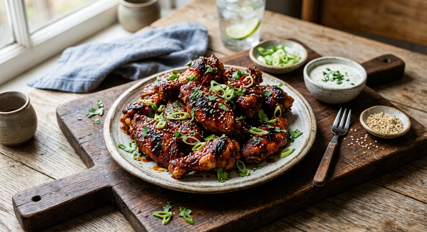 Gochujang BBQ Bourbon Wings — AI-generated headline for Instagram