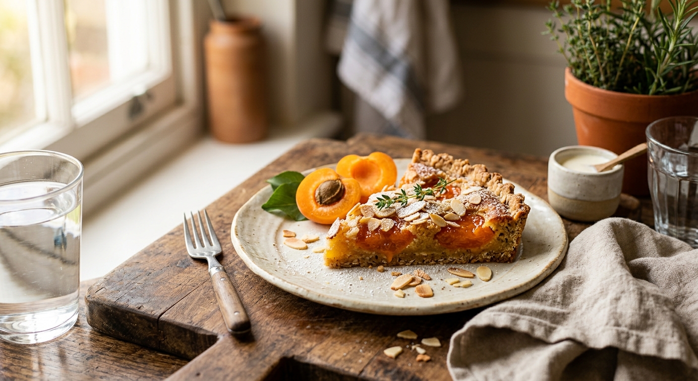 British Apricot and Almond Tart with Oat Crust — recipe by RecipeFiler