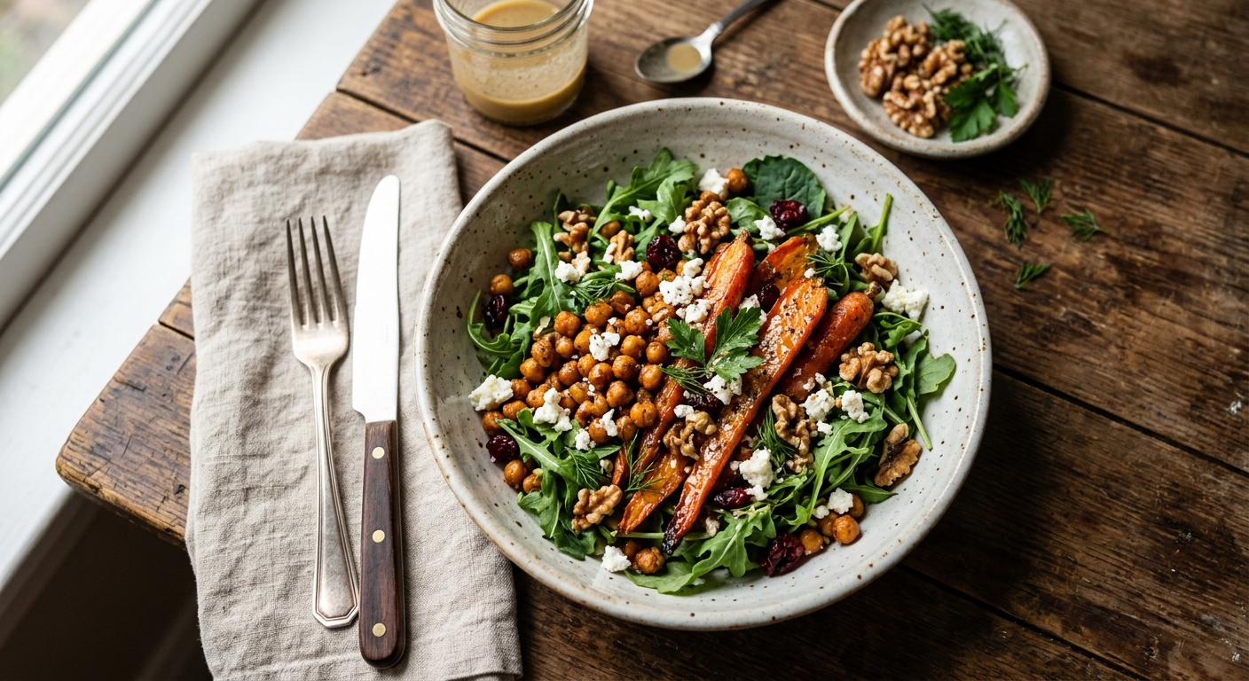 Canadian Maple Roasted Carrot and Chickpea Salad — recipe by RecipeFiler