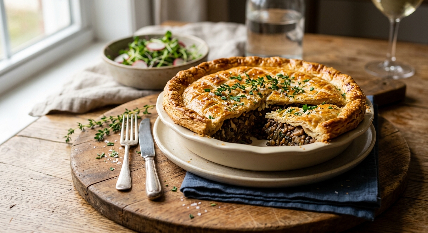 Canadian Tourtière with Lentils and Mushrooms — recipe by RecipeFiler