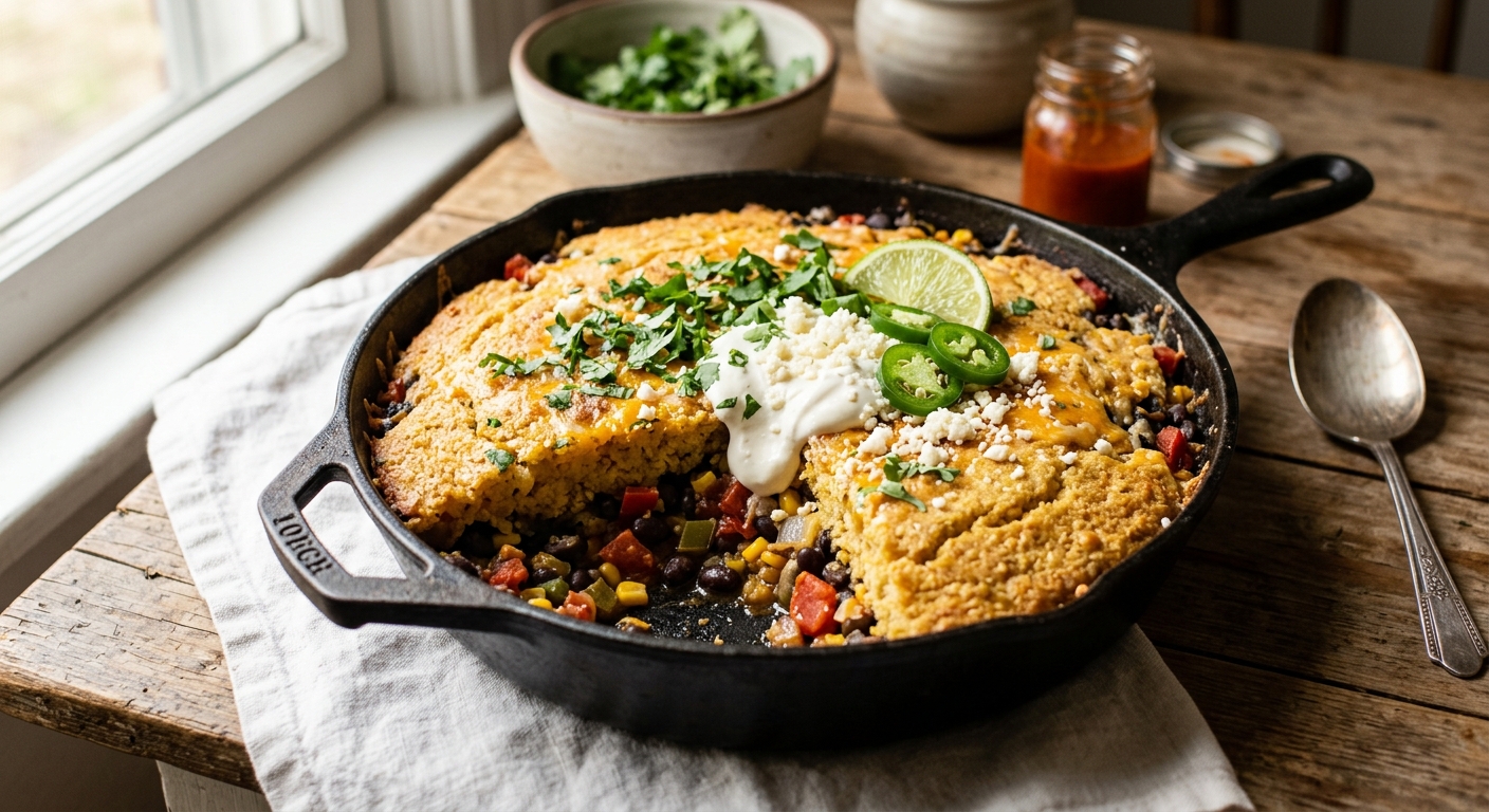 Cornbread and Black-Bean Skillet Bake — recipe by RecipeFiler