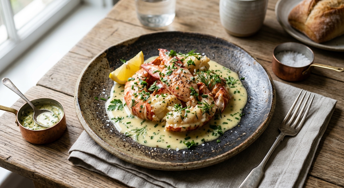 Creamy Lobster Tail With Herb Butter Sauce — AI-generated headline for Instagram