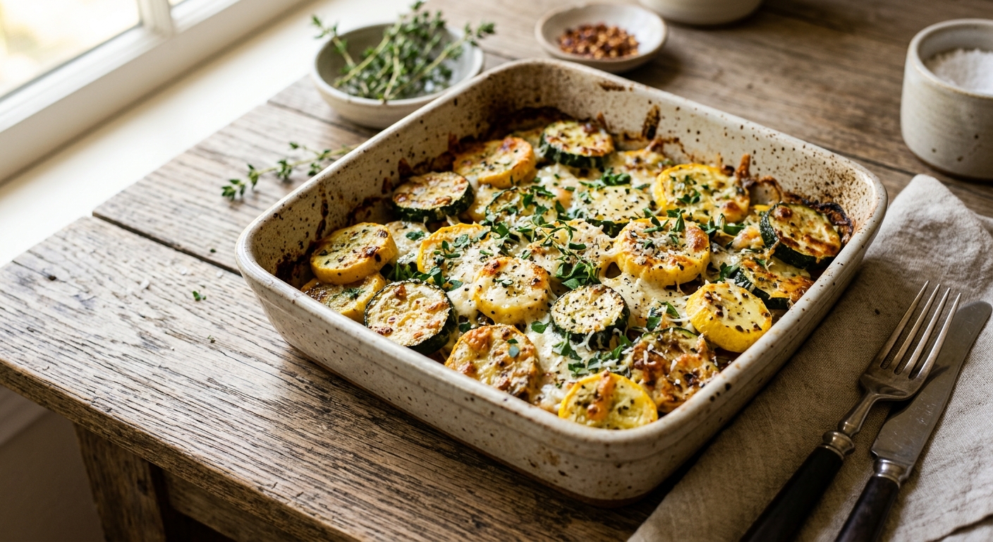 Keto Roasted Zucchini & Yellow Squash Vegetable Bake — AI-generated headline for Instagram