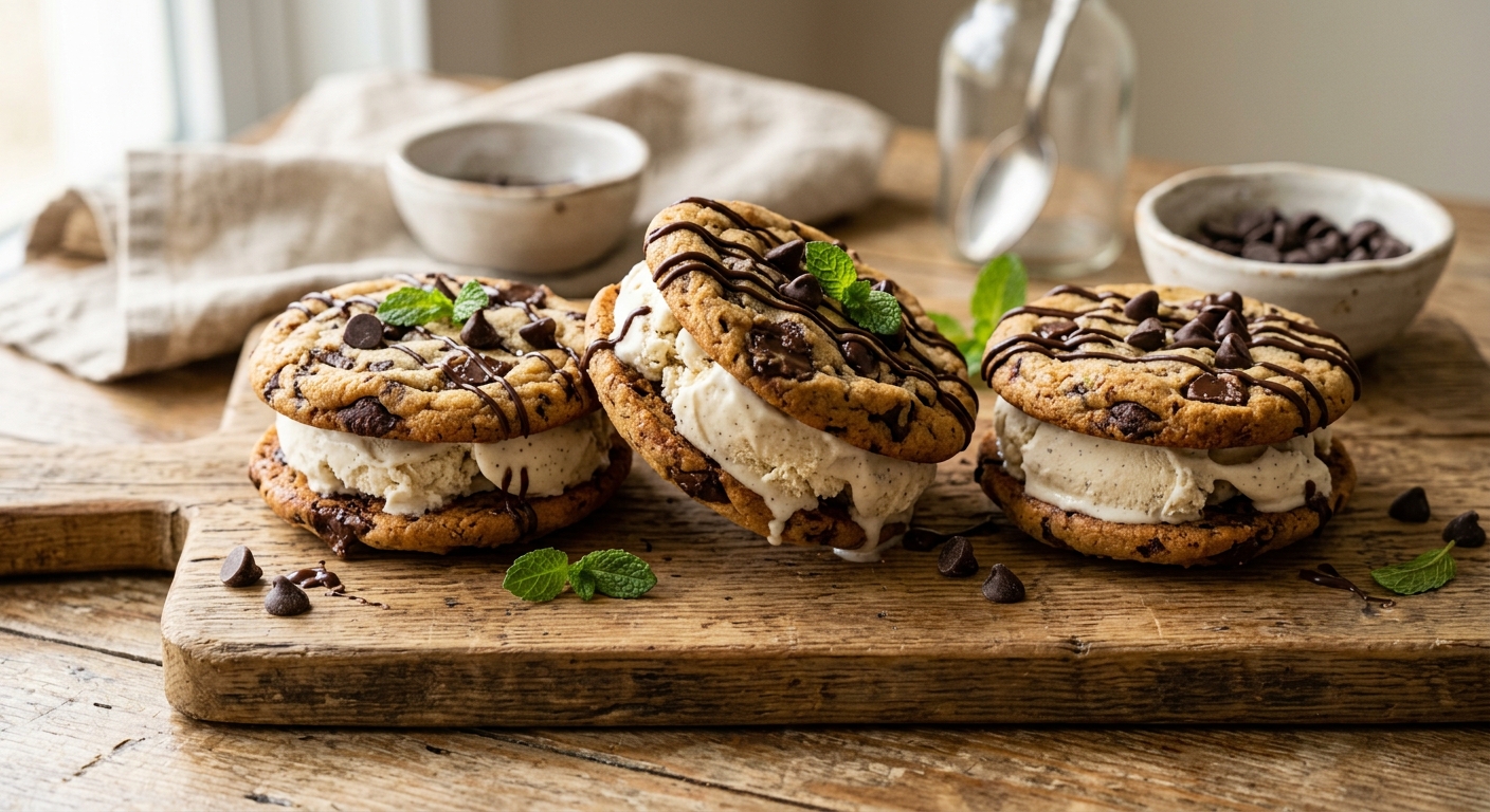 Chocolate Chip Cookie Ice Cream Sandwiches — AI-generated headline for RecipeFiler