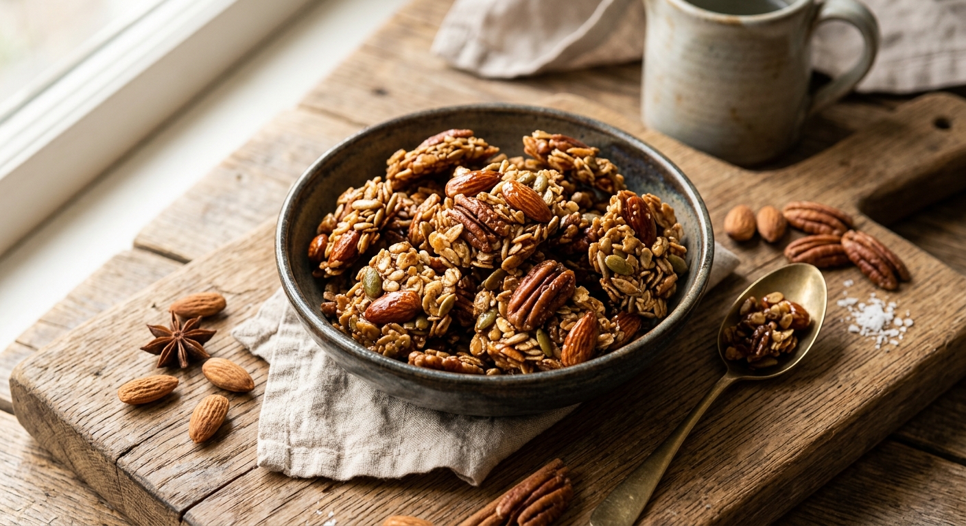 Spiced Almond and Pecan Snack Clusters — recipe by RecipeFiler