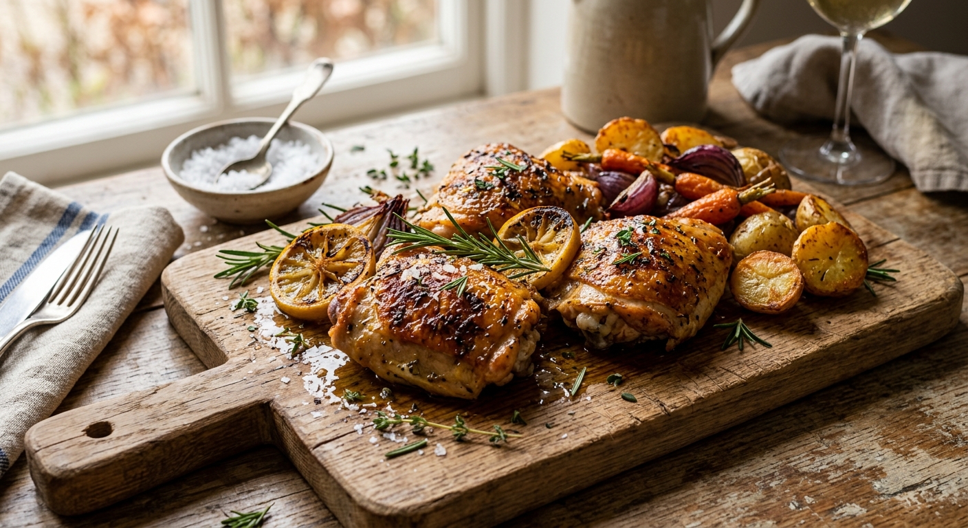 British Roast Chicken Thighs with Lemon and Rosemary — recipe by RecipeFiler