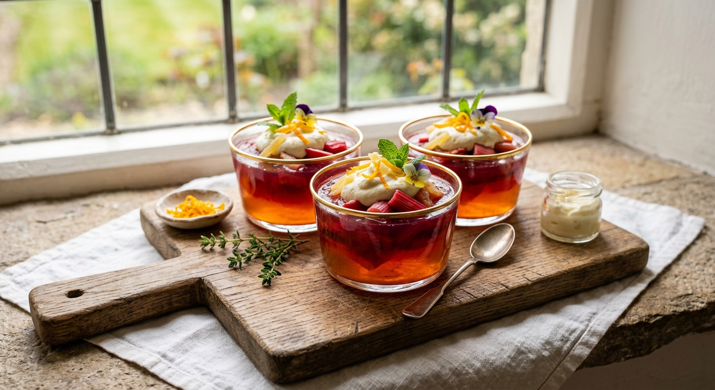 British Rhubarb and Orange Jelly Pots with Ginger — recipe by RecipeFiler