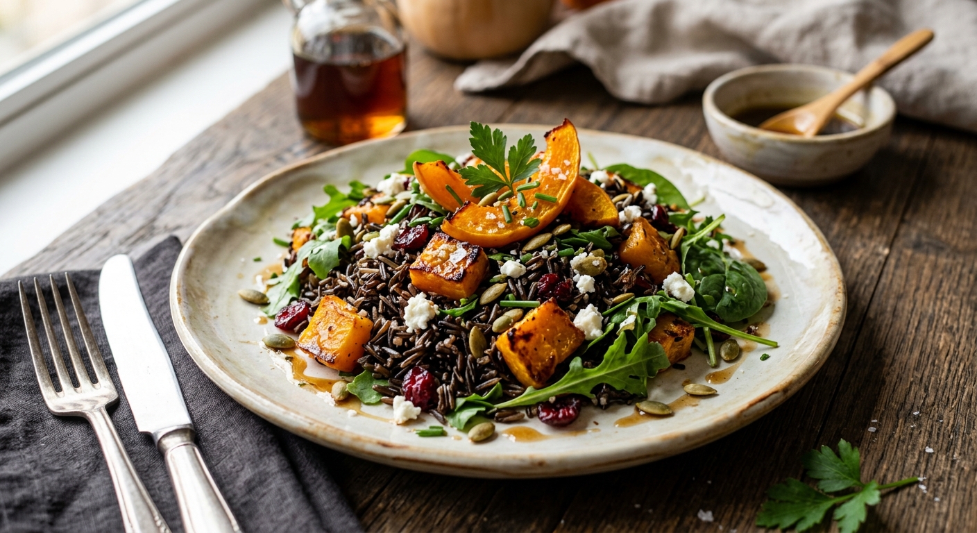 Canadian Wild Rice and Roasted Squash Salad with Maple Vinaigrette — recipe by RecipeFiler