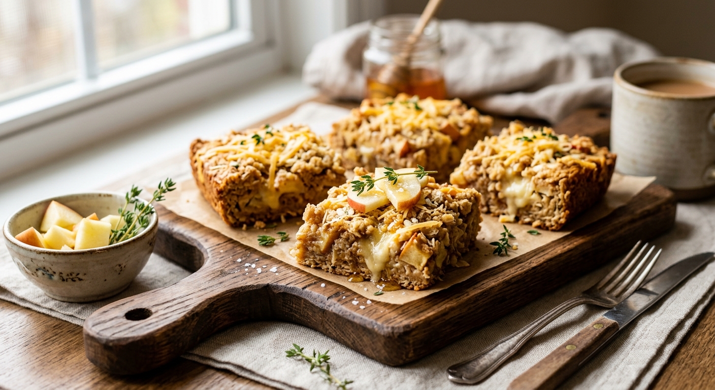 Canadian Cheddar and Apple Baked Oat Squares — recipe by RecipeFiler