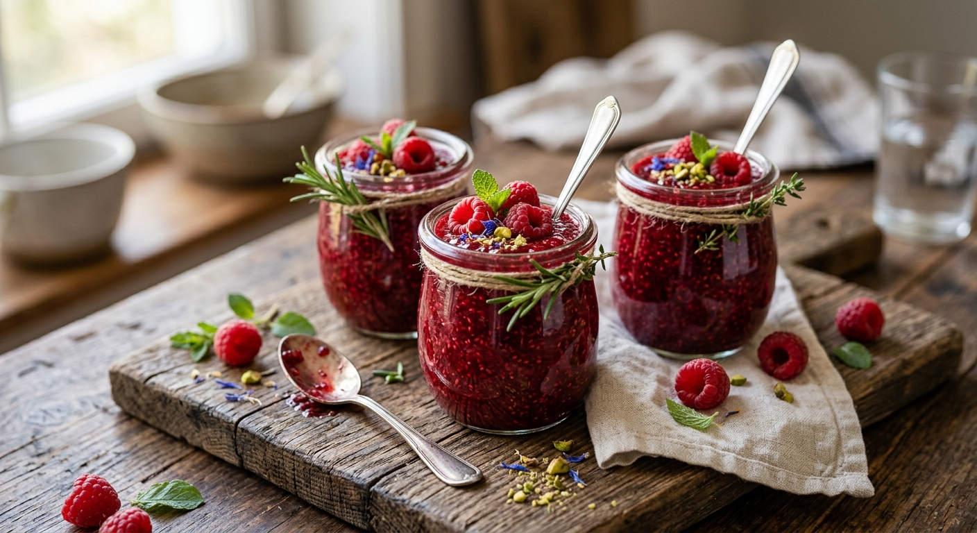 Raspberry Chia Jam Pots — recipe by RecipeFiler