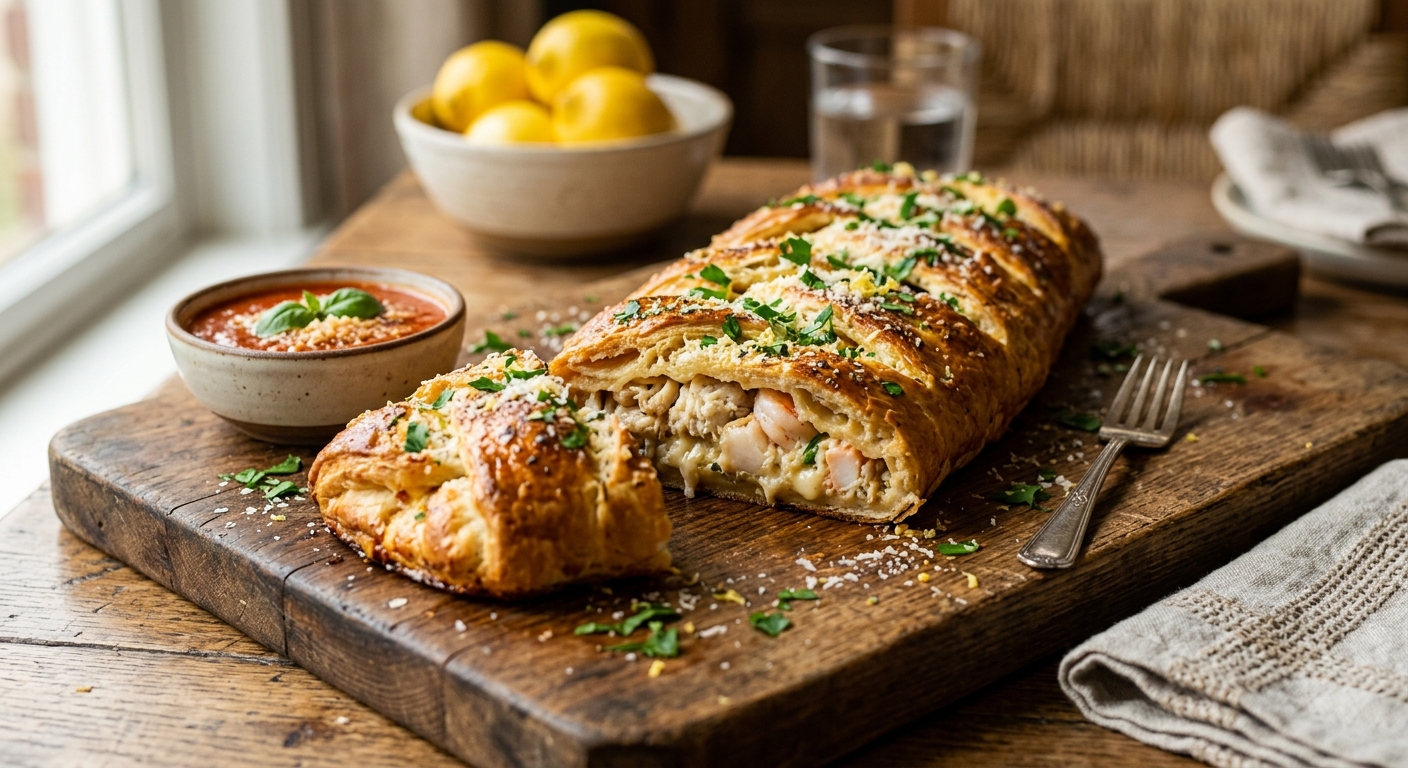 Crab and Shrimp Stromboli Bake — recipe by Instagram