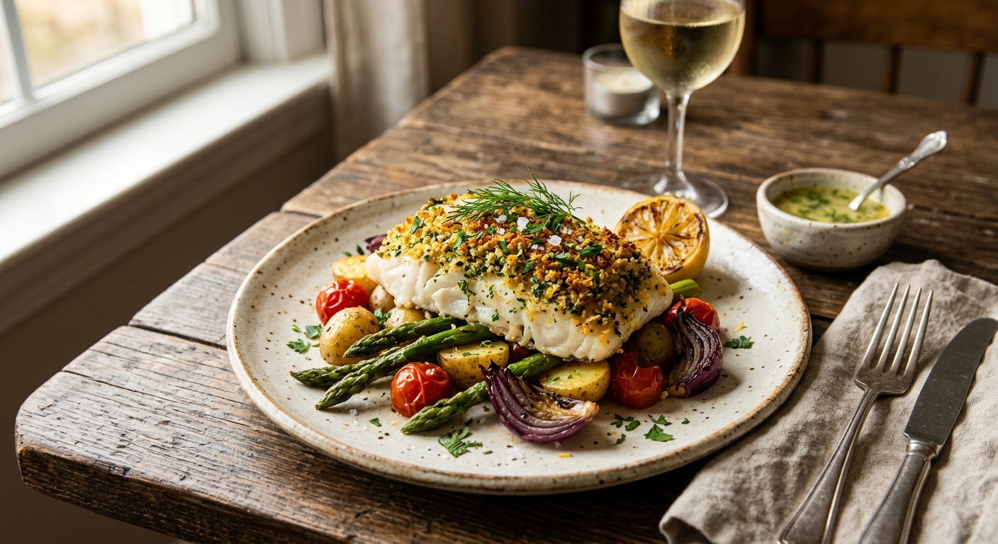 Baked Cod with Crispy Herb Crust — recipe by RecipeFiler