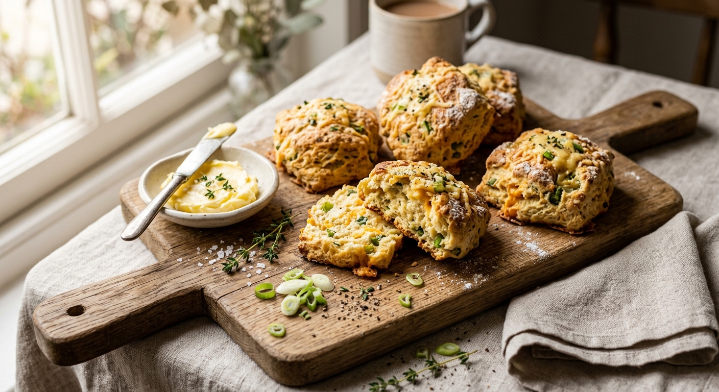 British Cheddar and Spring Onion Scones — AI-generated headline for RecipeFiler