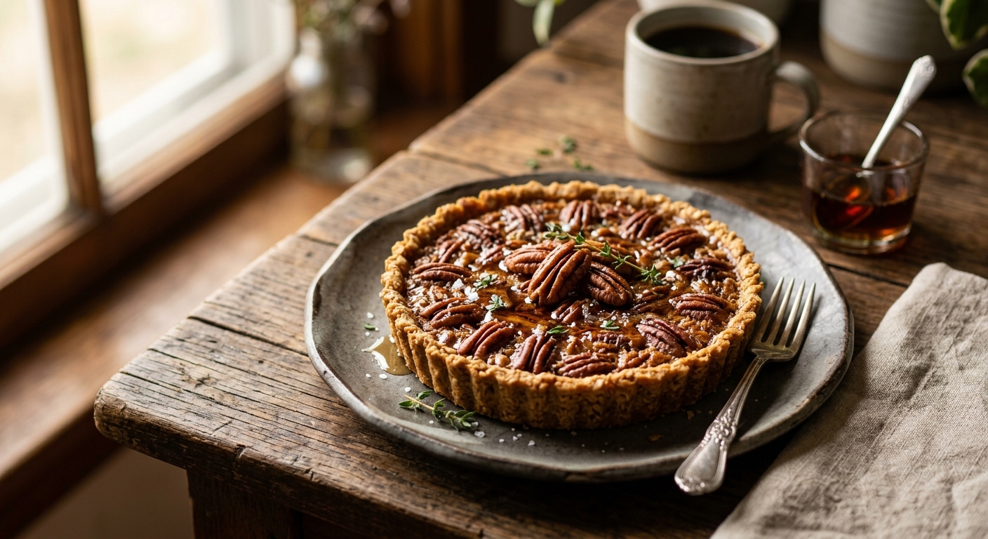 American Maple Pecan Tart with Oat Crust — AI-generated headline for RecipeFiler
