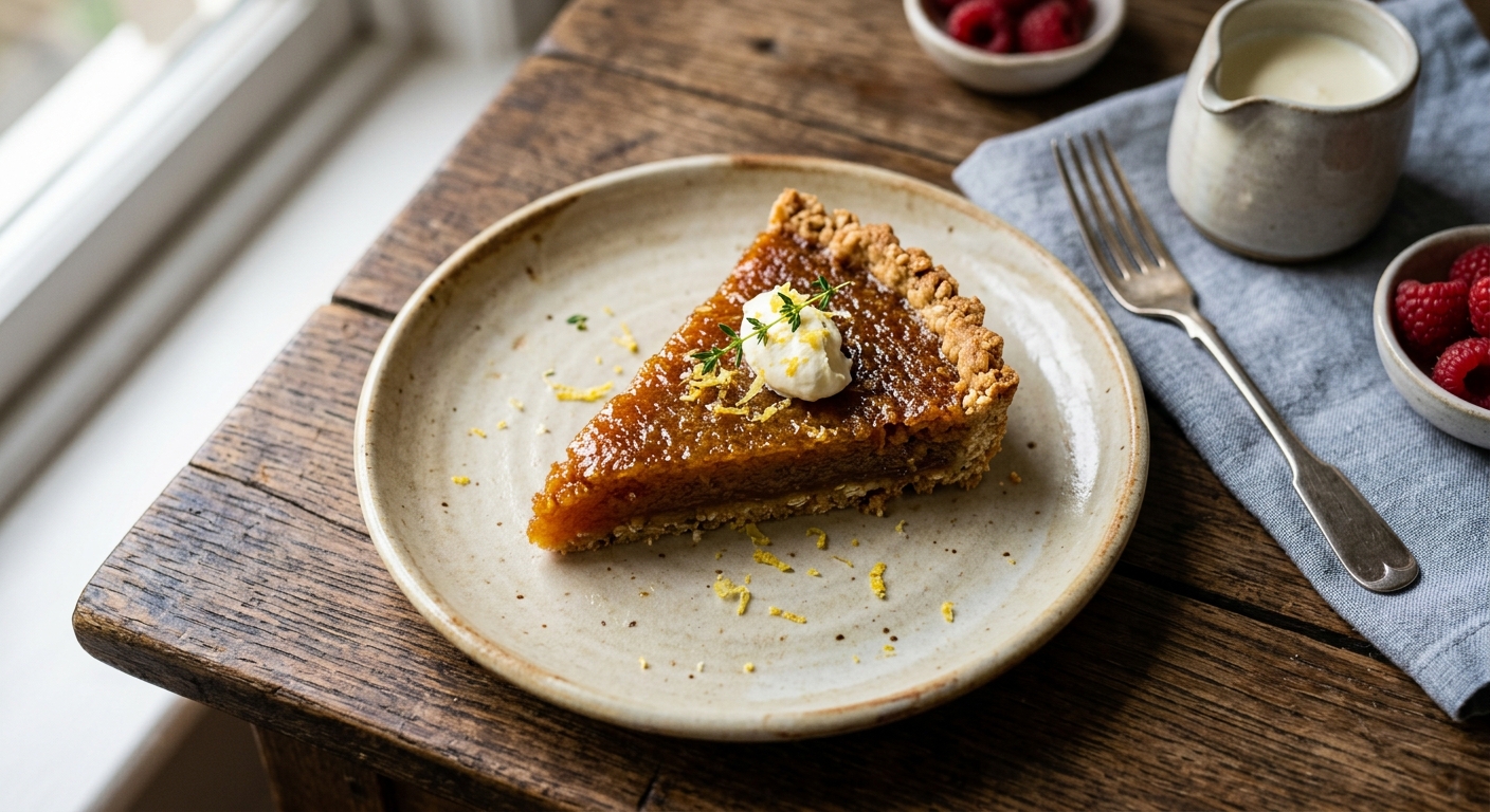 British Treacle Tart with Oat Pastry — recipe by RecipeFiler