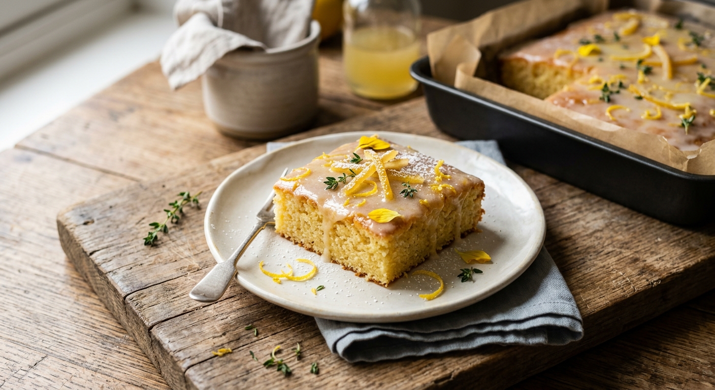 British Lemon Drizzle Traybake — recipe by RecipeFiler