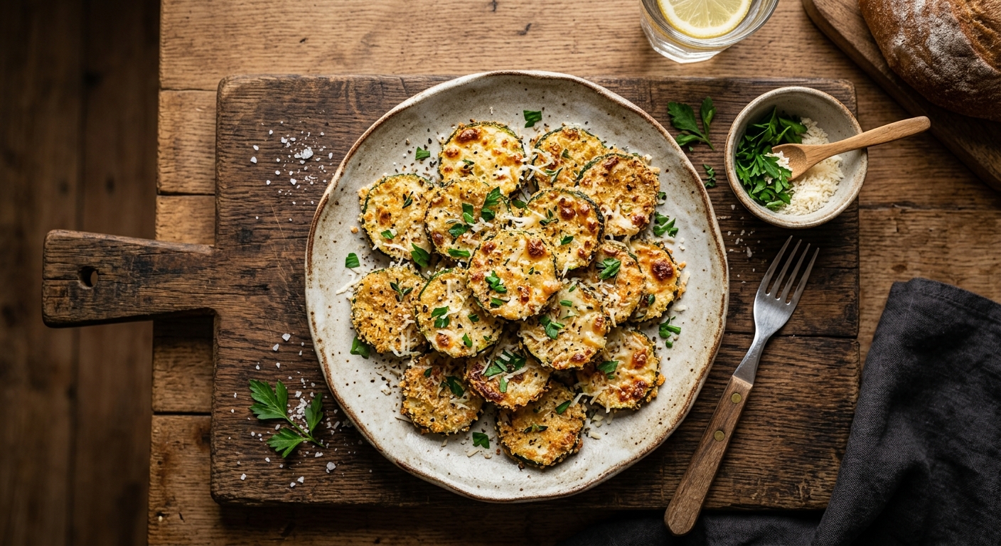 Zucchini Rounds baked with parmesan — AI-generated headline for Instagram