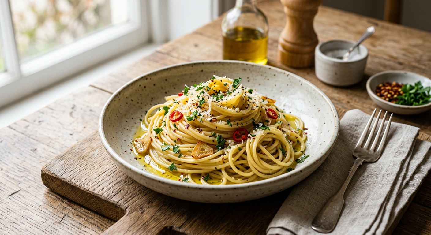 Spaghetti Aglio e Olio — AI-generated headline for Instagram