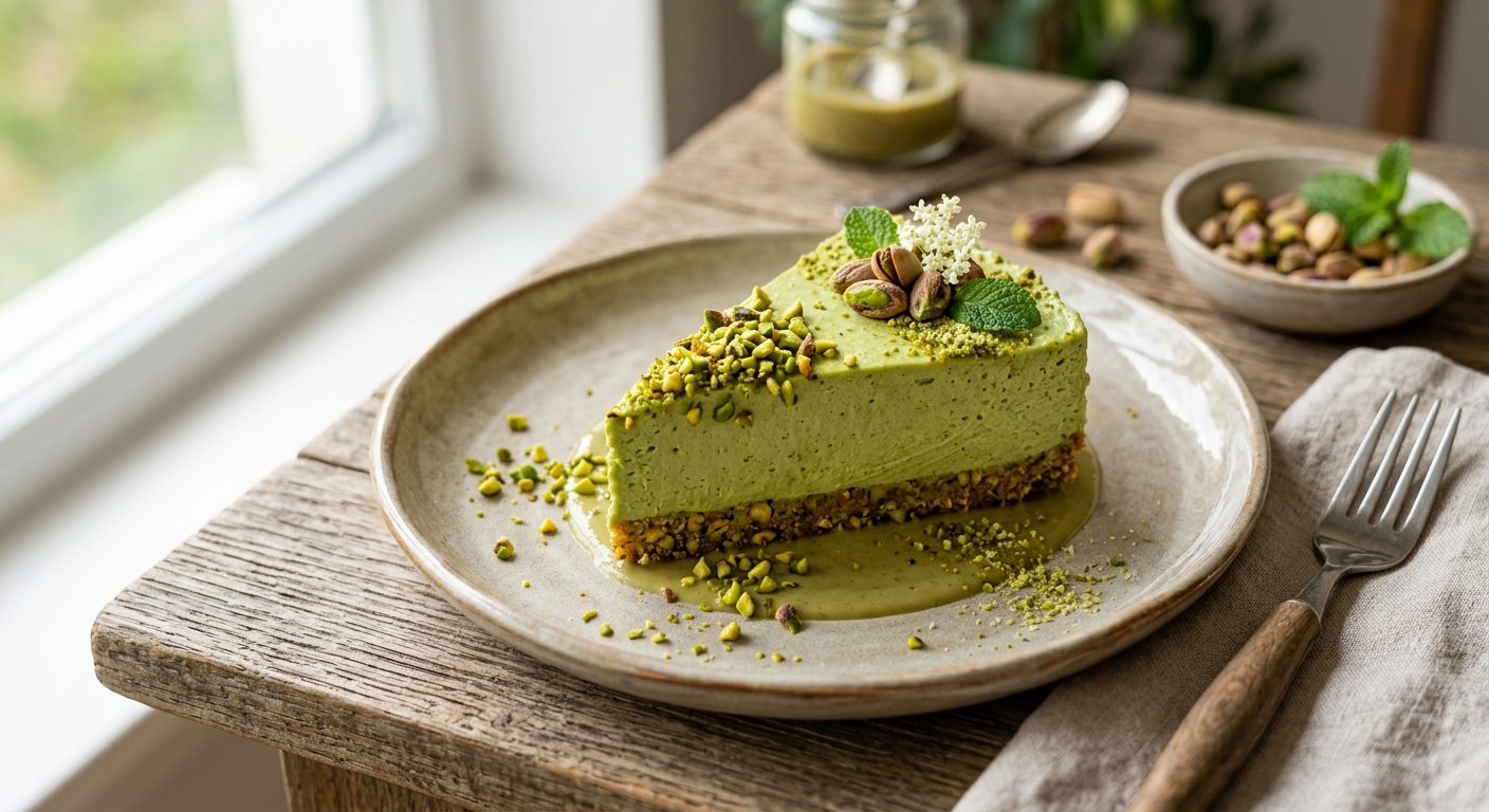 No-bake pistachio cheesecake — AI-generated headline for Instagram