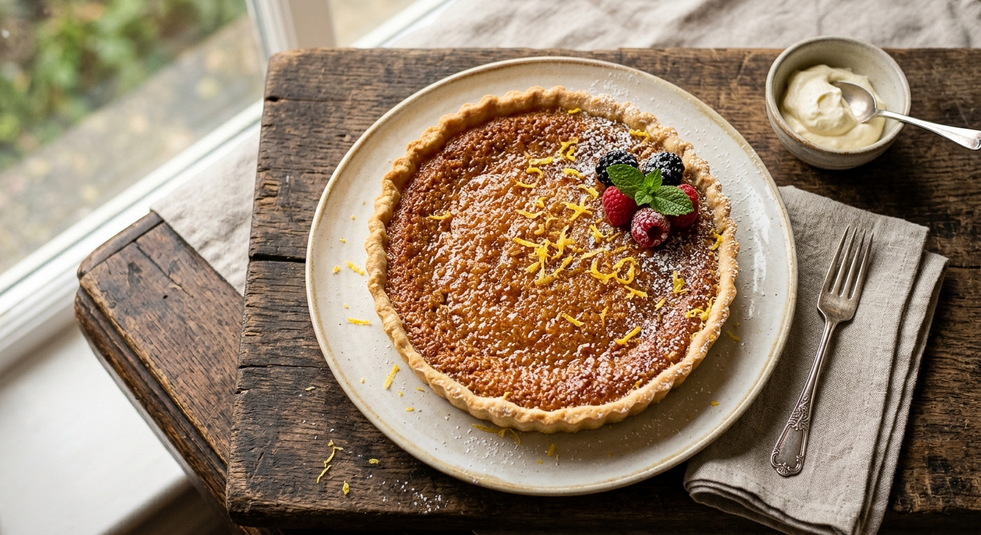 Treacle Tart with Lemon Pastry — AI-generated headline for RecipeFiler