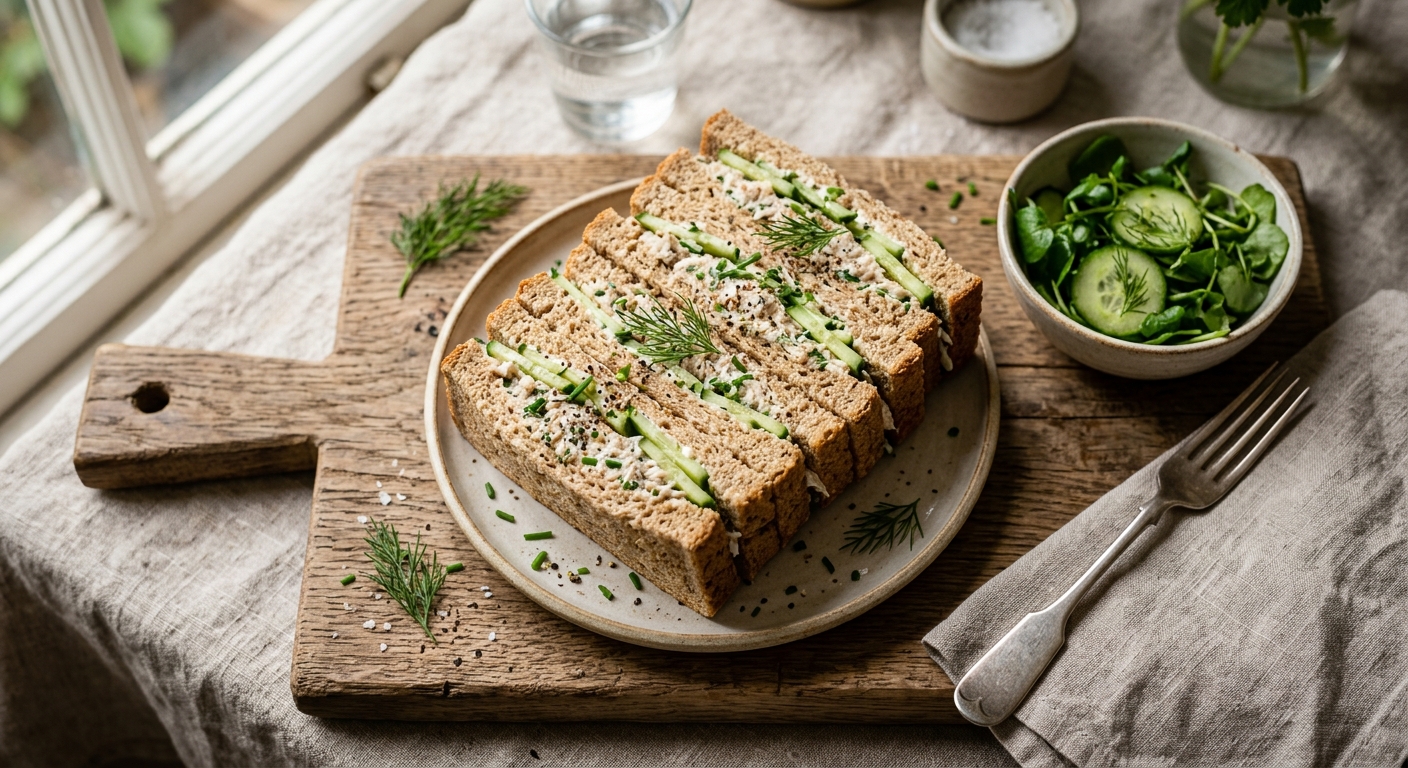 British Smoked Mackerel and Cucumber Wholemeal Sandwiches — recipe by RecipeFiler