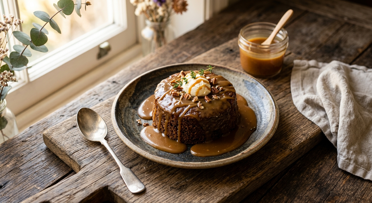 Sticky Toffee Pudding Cake with Butterscotch Sauce — AI-generated headline for RecipeFiler
