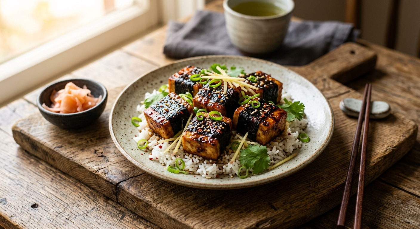 Nori Tofu in Soy Ginger Glaze — AI-generated headline for J_C