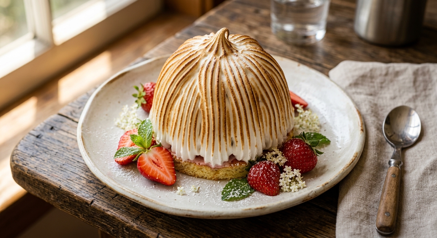 Strawberry Baked Alaska   — AI-generated headline for Instagram